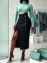 Buttoned Urban Regular Fit Plain Skirt