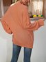 Orange Long Sleeve Cotton-Blend Paneled Solid Sweater