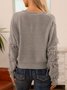Grey Knitted Bateau/boat Neck Vintage Tassel Sweater