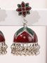 Multicolor birdcage ethnic style alloy tassel earrings