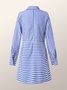 Stripes Long Sleeve Casual Cocoon Dress