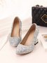 Sparkling Glitter Pointed Chunky Heels