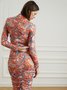 Vintage Long Sleeve Skinny Midi Dress