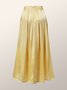 Cocktail A-Line Yellow Polyester Maxi Skirt