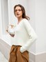 Long Sleeve Solid Casual Acrylic Pullover