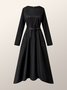 Long Sleeve Solid Elegant Regular Fit Midi Dress