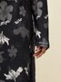 Black Long Sleeve Floral Turtle Neck Shift Knitting Dress
