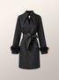 Lady Long Sleeve Solid Regular Fit Black Mini Dress