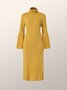 Long sleeve Solid High Neck Solid Dress