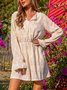 Apricot V Neck Long Sleeve Floral Floral-Print Jumpsuit & Romper