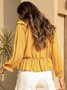 Yellow Cotton-Blend Long Sleeve Tops