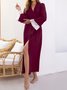 Shift Casual Long Sleeve Nightgown Sets With Belt