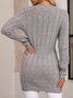 Grey Long Sleeve Crew Neck Knitted Sweater Dress
