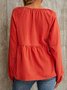 Red Long Sleeve Paneled Crew Neck Top