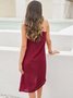 Wine Red Satin Solid Shift Sexy Weaving Dress