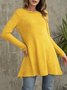 Yellow Cotton-Blend Solid Long Sleeve Blouse
