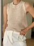 Daily Crew Neck Casual Loose Plain Tank Top