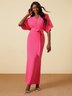 Women Plain Summer Elegant Asymmetrical Date Maxi Cotton Short sleeve Fit Dresses