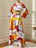 Stylewe Vacation Crew Neck Abstract Regular Fit Maxi Dress