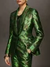 Sleek Urban Floral Shawl Collar Satin Blazer