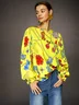 Elegant Abstract Print Crew Neck Blouse