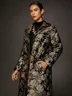 Shawl Collar Urban Floral Jacquard Loose Coat