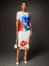 Urban Floral Crew Neck Bodycon Dress