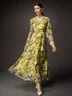 Elegant Floral V Neck Maxi Dress No Belt