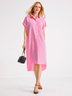 Daily Solid Simple Short Sleeve Shirt Collar Dress