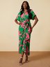 Vacation Summer Plants High Low Natural Daily Midi Fit S-Line Dresses for Women