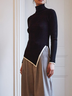 Autumn Color Block High Elasticity Tight Long sleeve Daily Sweater