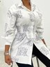 Regular Fit Urban Long Sleeve Text Letters Blouse