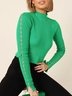 Urban Stand Collar Plain Cut-outs Long Sleeve Knit Top