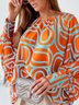 Abstract Autumn Urban Polyester No Elasticity Regular Fit Long sleeve Regular H-Line Blouse for Women