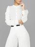 Women Plain Autumn Elegant Polyester Stand Collar Daily 1 * Top Regular Regular Blouse