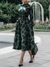 Long sleeve Leopard Regular Fit Midi Dress