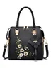 Floral Embroidery Tote Bag Commuting Large Capacity Crossbody Bag with Pendant