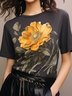 Floral Loose Crew Neck Casual Short Sleeve T-Shirt