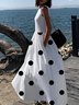 Crew Neck Regular Fit Urban Sleeveless Polka Dots Dress