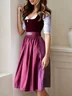 Elegant Velvet Polka Dots Dirndl Dress Three Piece