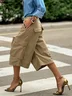 Plus Size Plain Casual Pockets Fashion Cargo Pants