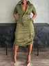 Casual Zipper Drawstring Cargo Dress