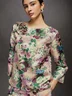 Elegant Floral Crew Neck Loose Blouse