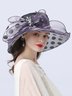 Elegant Imitation Pearl Organza Wide Brim Hats Applique Wedding Party Hat