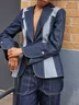 Urban Lapel Collar  Color Block Denim Coat