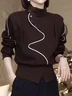 Daily Stand Collar Color Block Casual Buttoned Sweatshirt