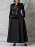 Urban Buttoned Plain Lapel Collar Pockets Maxi Dress