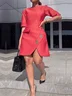 Elegant Side Split Crew Neck Dress