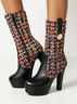 Autumn Geometric Elegant Fabric Fashion Boots