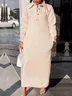 Plus Size Shirt Collar Long Sleeve Plain Elegant Regular Sleeve Maxi Dress